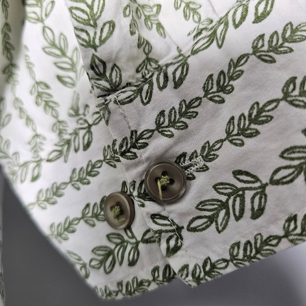 Blair Pintuck Blouse Women 3XL White Green Leaf Print Cotton Button Front Top - Picture 10 of 12
